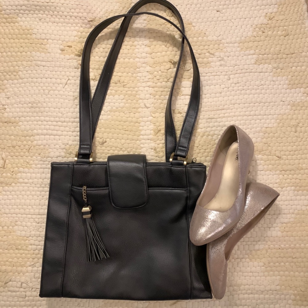 Faux Leather Modern Tassel Tote